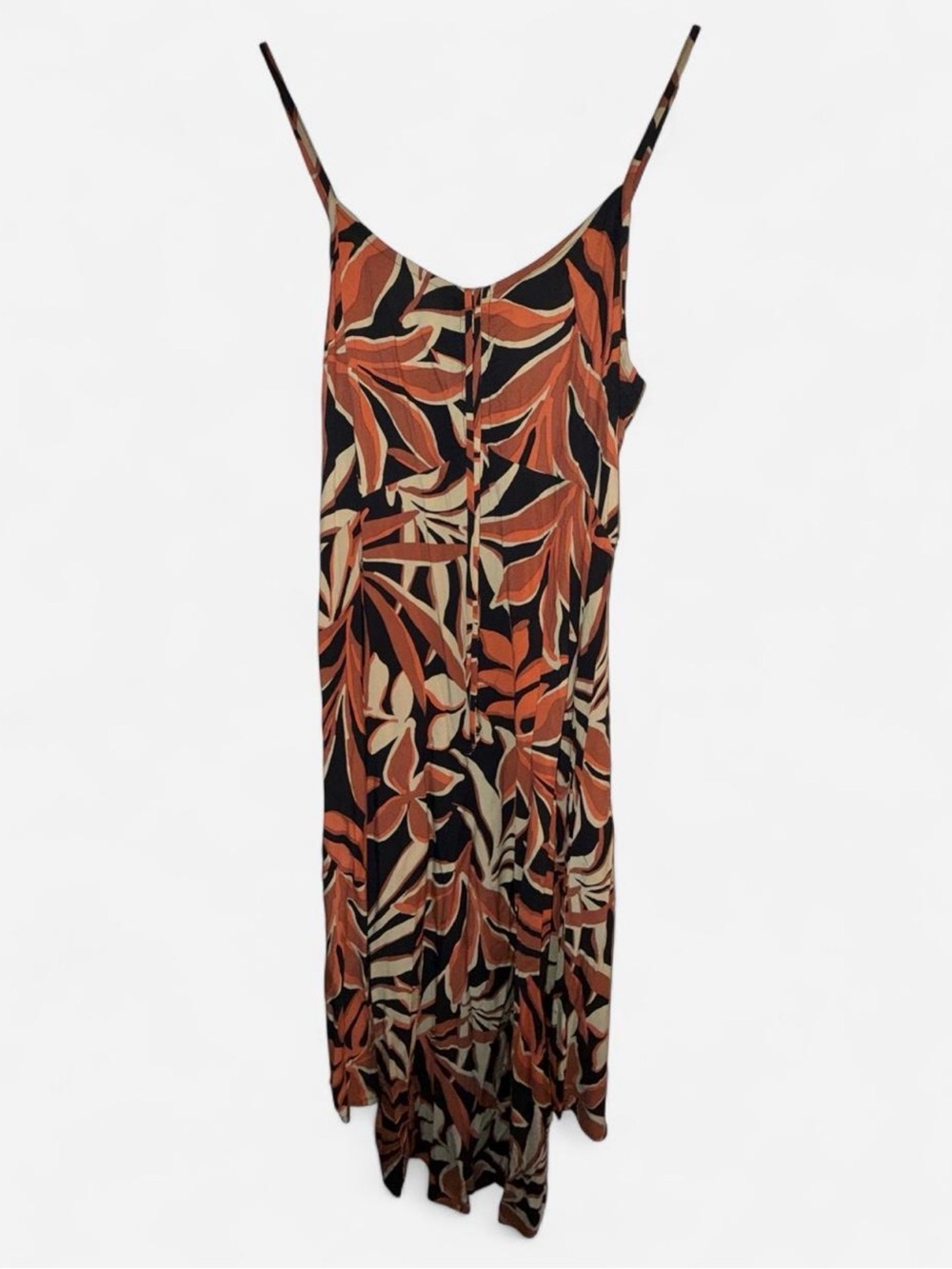 Women’s Orange & Black Hawaiian Print Midi Dress